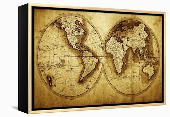 Antique Map Of The World (Circa 1711 Year)-Oleg Golovnev-Framed Stretched Canvas