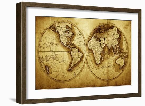 Antique Map Of The World (Circa 1711 Year)-Oleg Golovnev-Framed Art Print