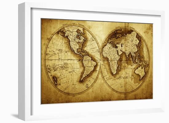 Antique Map Of The World (Circa 1711 Year)-Oleg Golovnev-Framed Art Print