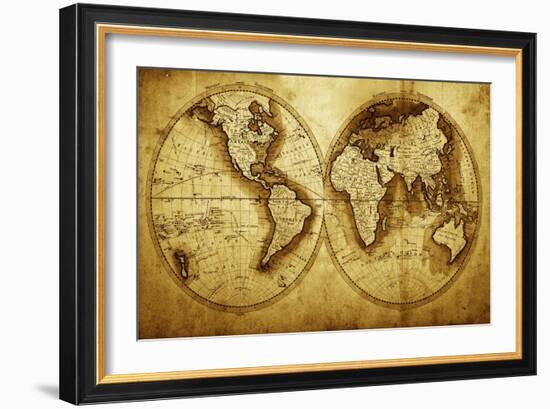 Antique Map Of The World (Circa 1711 Year)-Oleg Golovnev-Framed Art Print