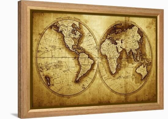 Antique Map Of The World (Circa 1711 Year)-Oleg Golovnev-Framed Stretched Canvas