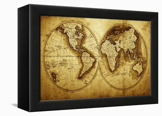 Antique Map Of The World (Circa 1711 Year)-Oleg Golovnev-Framed Stretched Canvas