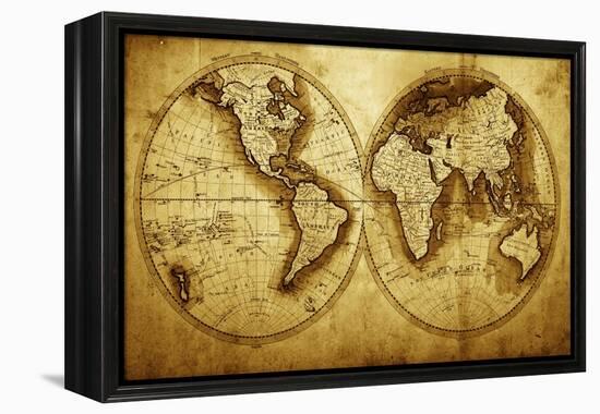 Antique Map Of The World (Circa 1711 Year)-Oleg Golovnev-Framed Stretched Canvas