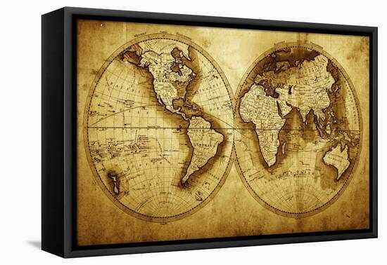 Antique Map Of The World (Circa 1711 Year)-Oleg Golovnev-Framed Stretched Canvas