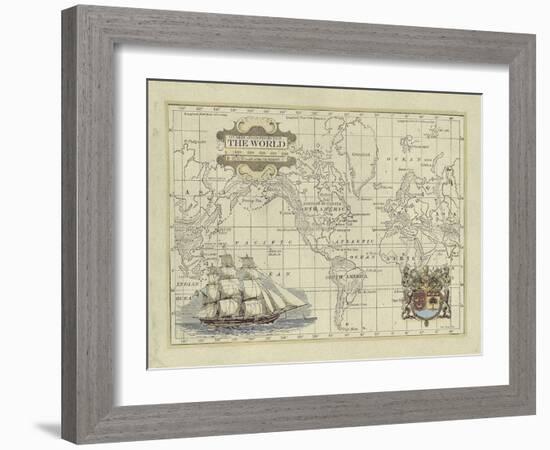 Antique Map of the World-Vision Studio-Framed Art Print