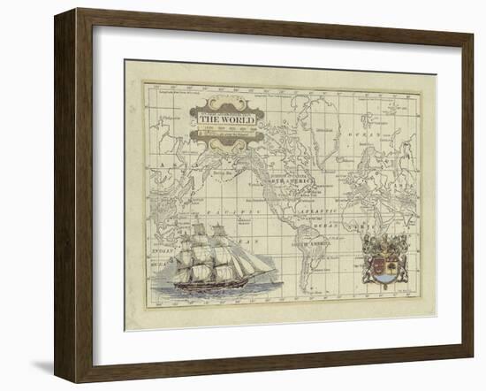 Antique Map of the World-Vision Studio-Framed Art Print