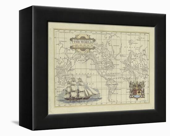 Antique Map of the World-Vision Studio-Framed Stretched Canvas