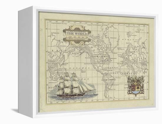 Antique Map of the World-Vision Studio-Framed Stretched Canvas