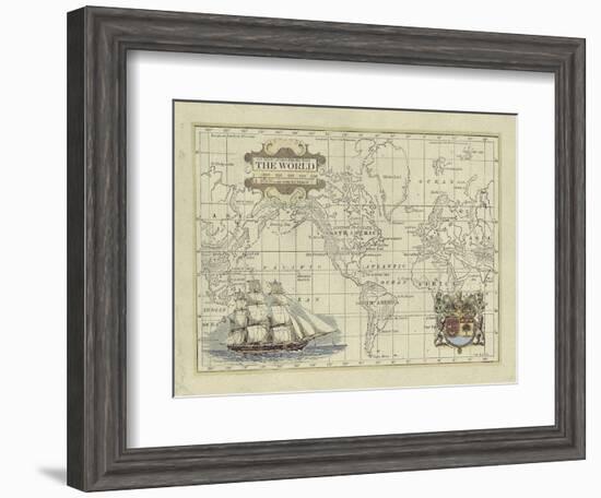 Antique Map of the World-Vision Studio-Framed Art Print