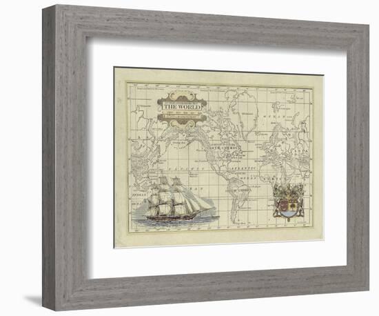 Antique Map of the World-Vision Studio-Framed Art Print