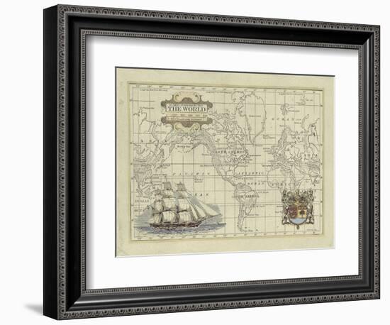 Antique Map of the World-Vision Studio-Framed Art Print