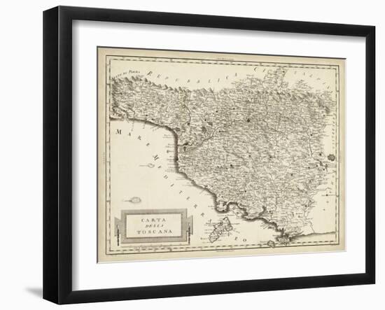 Antique Map of Tuscany-null-Framed Art Print