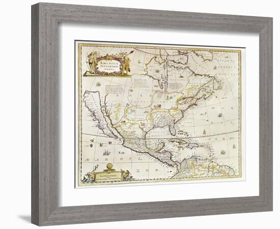Antique Map Print of North America-null-Framed Giclee Print