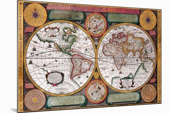 Antique Map, Terre Universelle, 1594-Petro Plancio-Mounted Art Print