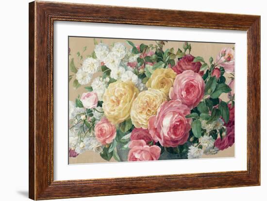 Antique Roses on Tan Crop-Danhui Nai-Framed Art Print