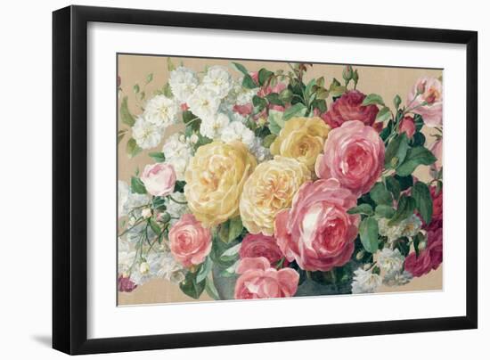 Antique Roses on Tan Crop-Danhui Nai-Framed Art Print
