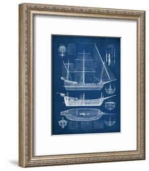 Antique Ship Blueprint I-Vision Studio-Framed Art Print
