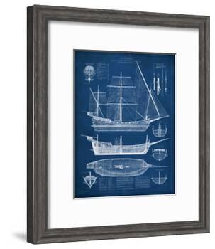 Antique Ship Blueprint I-Vision Studio-Framed Art Print