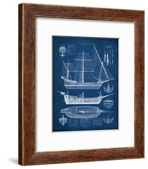 Antique Ship Blueprint I-Vision Studio-Framed Art Print