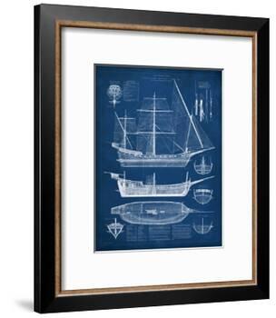 Antique Ship Blueprint I-Vision Studio-Framed Art Print