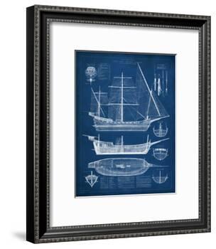 Antique Ship Blueprint I-Vision Studio-Framed Art Print