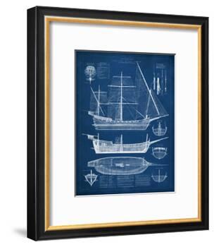 Antique Ship Blueprint I-Vision Studio-Framed Art Print