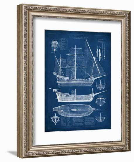 Antique Ship Blueprint I-Vision Studio-Framed Premium Giclee Print