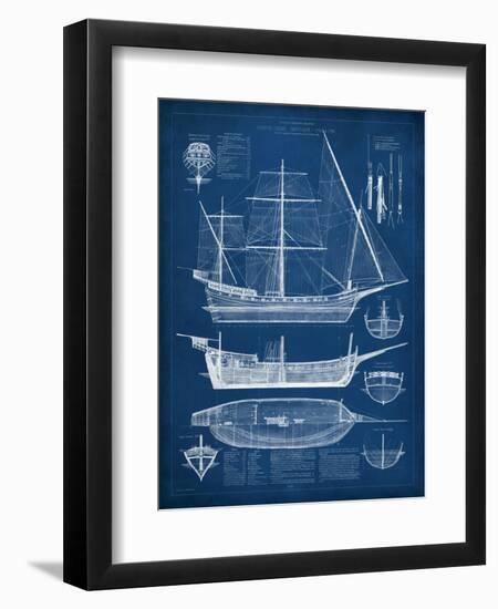 Antique Ship Blueprint I-Vision Studio-Framed Premium Giclee Print