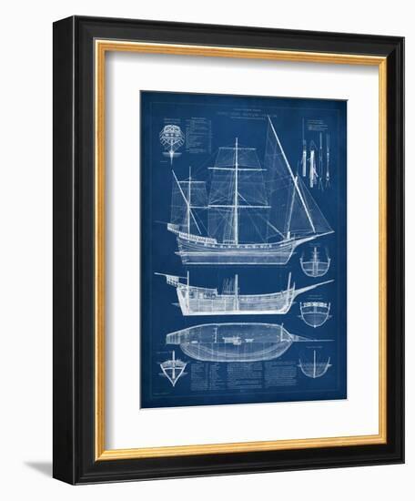 Antique Ship Blueprint I-Vision Studio-Framed Premium Giclee Print