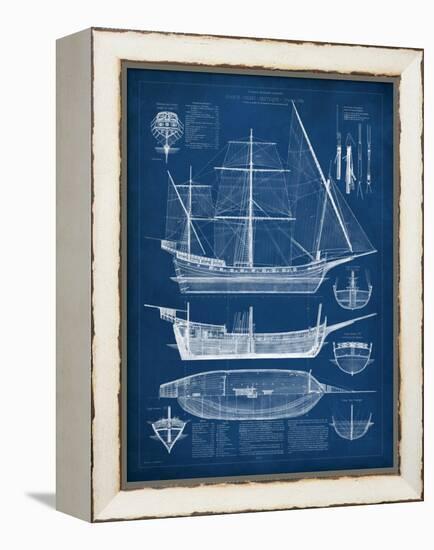 Antique Ship Blueprint I-Vision Studio-Framed Stretched Canvas