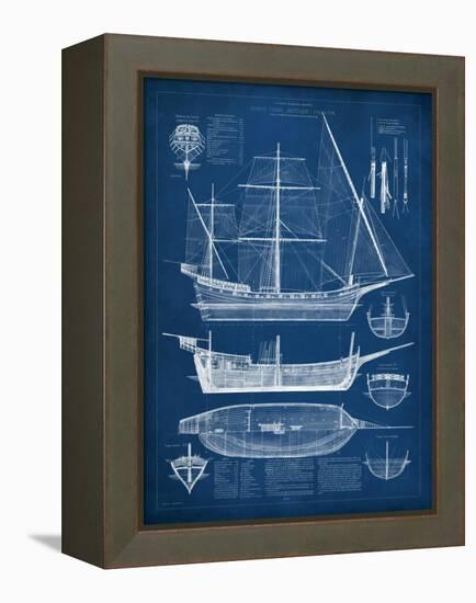Antique Ship Blueprint I-Vision Studio-Framed Stretched Canvas