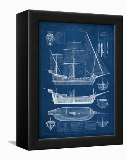 Antique Ship Blueprint I-Vision Studio-Framed Stretched Canvas