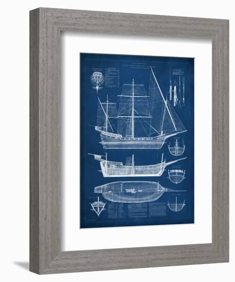 Antique Ship Blueprint I-Vision Studio-Framed Art Print