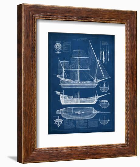 Antique Ship Blueprint I-Vision Studio-Framed Art Print