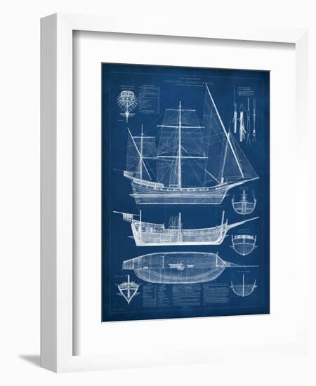 Antique Ship Blueprint I-Vision Studio-Framed Art Print