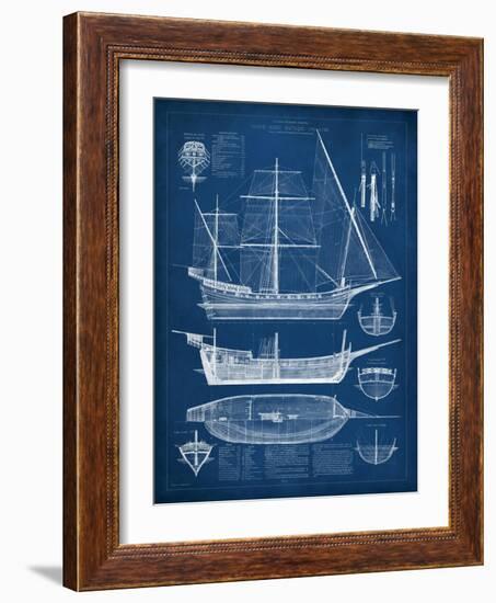 Antique Ship Blueprint I-Vision Studio-Framed Premium Giclee Print