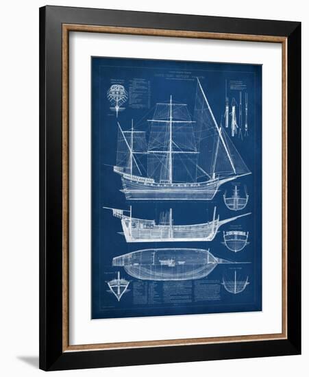 Antique Ship Blueprint I-Vision Studio-Framed Art Print