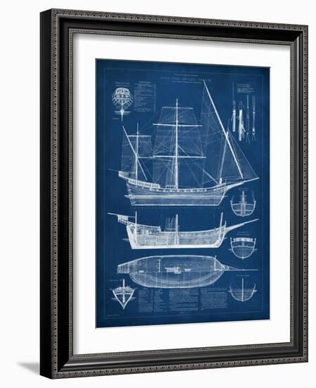 Antique Ship Blueprint I-Vision Studio-Framed Art Print