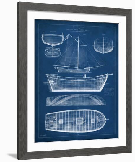 Antique Ship Blueprint II-Vision Studio-Framed Giclee Print