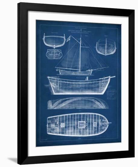 Antique Ship Blueprint II-Vision Studio-Framed Giclee Print