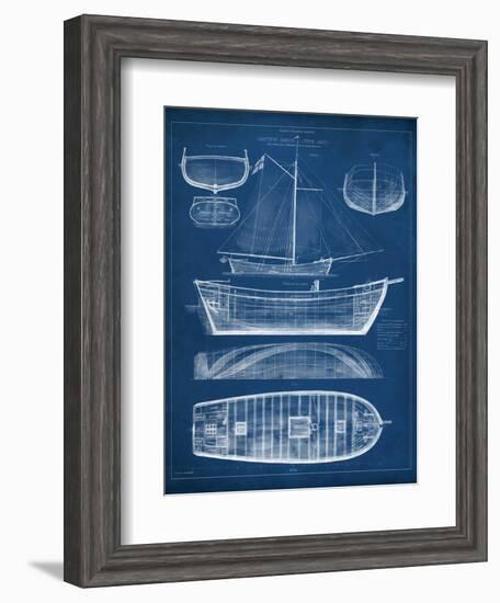 Antique Ship Blueprint II-Vision Studio-Framed Art Print