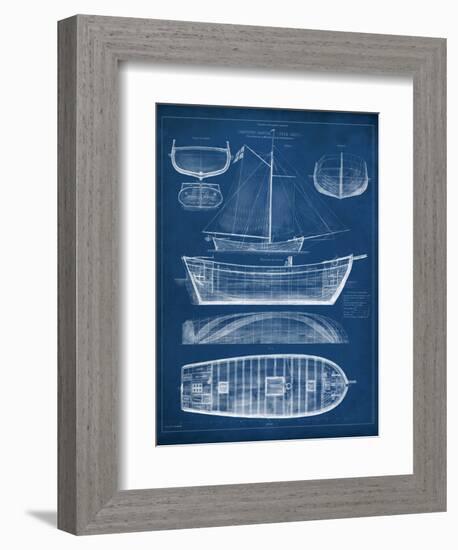 Antique Ship Blueprint II-Vision Studio-Framed Art Print