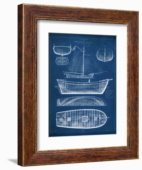 Antique Ship Blueprint II-Vision Studio-Framed Art Print