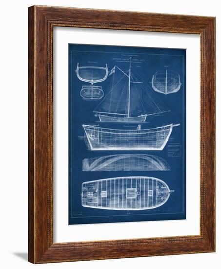 Antique Ship Blueprint II-Vision Studio-Framed Art Print