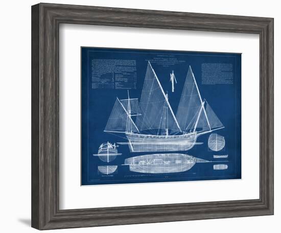 Antique Ship Blueprint III-Vision Studio-Framed Art Print