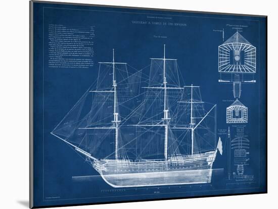 Antique Ship Blueprint IV-Vision Studio-Mounted Art Print