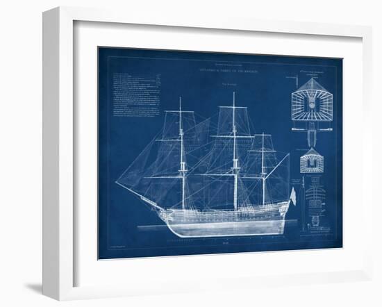 Antique Ship Blueprint IV-Vision Studio-Framed Art Print