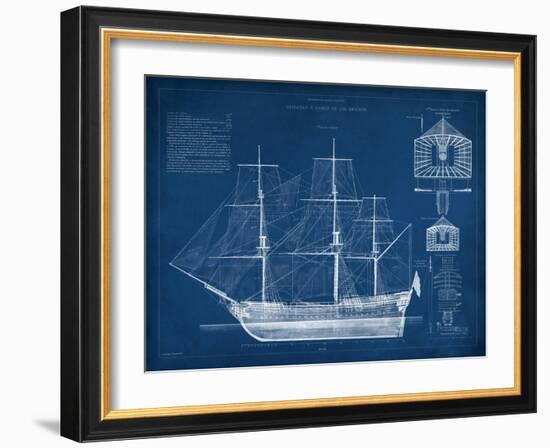 Antique Ship Blueprint IV-Vision Studio-Framed Art Print