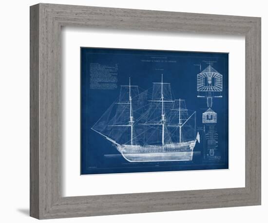 Antique Ship Blueprint IV-Vision Studio-Framed Art Print