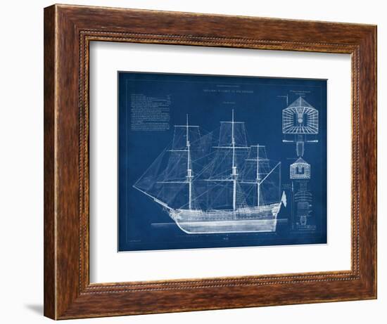 Antique Ship Blueprint IV-Vision Studio-Framed Art Print